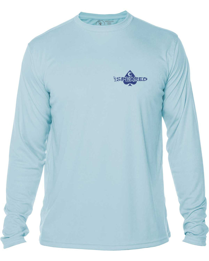 Gearhead Skull Spearfishing: UV UPF 50+ Sun Protection Shirt: Lt. Blue - Front