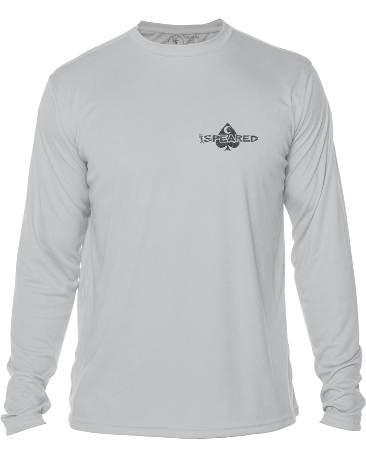 Gearhead Skull Spearfishing: UV UPF 50+ Sun Protection Shirt: Gray - Front