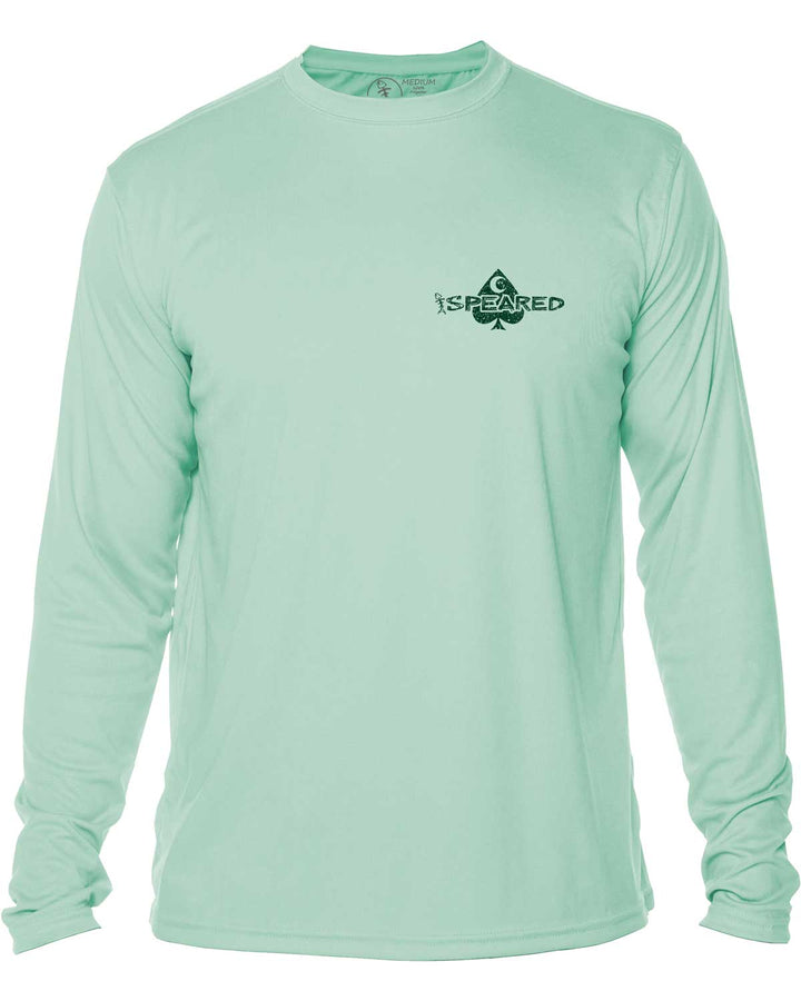 Gearhead Skull Spearfishing: UV UPF 50+ Sun Protection Shirt: Seagreen - Front