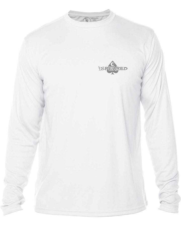 Gearhead Skull Spearfishing: UV UPF 50+ Sun Protection Shirt: White - Front