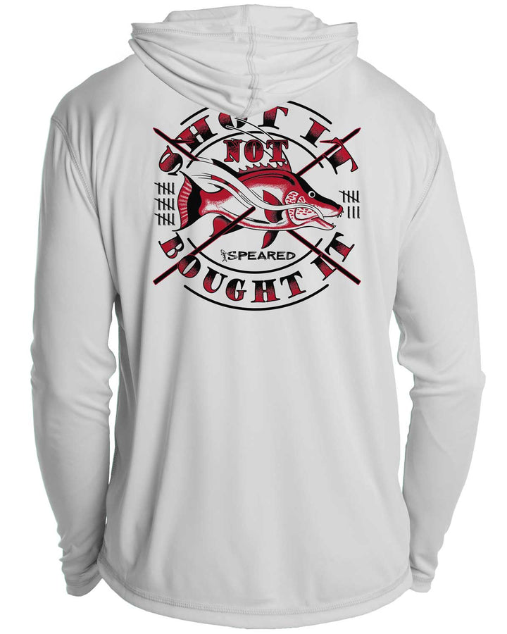 Hogfish: Shot It Not Bought It: UV UPF 50+ Sun Protection Hoodie Down: Gray - Back