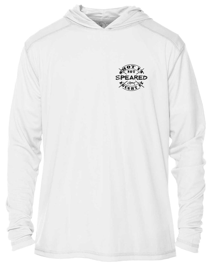 Hogfish: Shot It Not Bought It: UV UPF 50+ Sun Protection Hoodie: White - Front