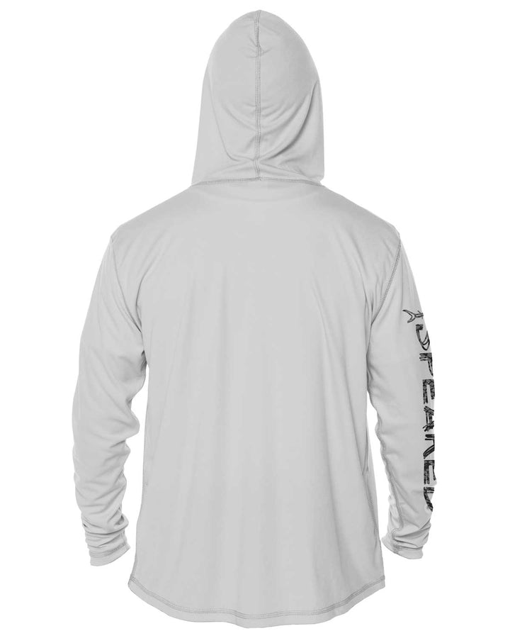 Hogfish Camo: UV UPF 50+ Sun Protection Hoodie Up: Gray - Back