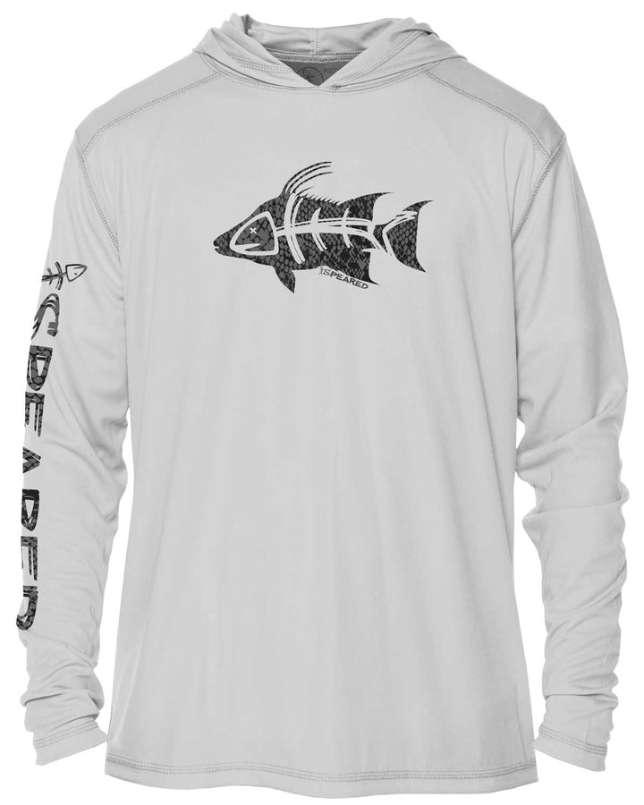Hogfish Camo: UV UPF 50+ Sun Protection Hoodie: Gray - Front