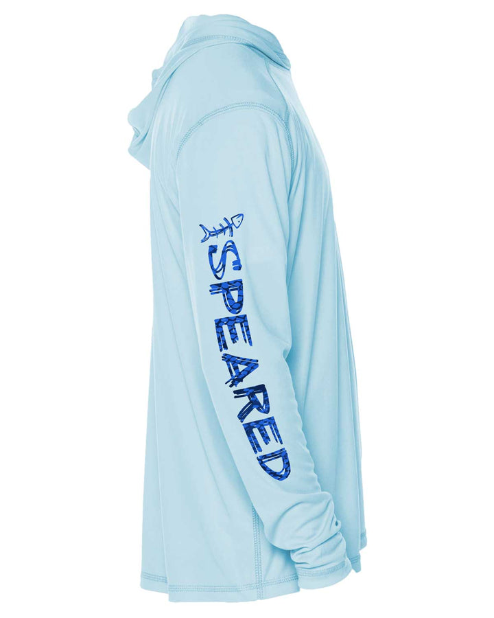 Hogfish Camo: UV UPF 50+ Sun Protection Hoodie: Lt Blue - Sleeve
