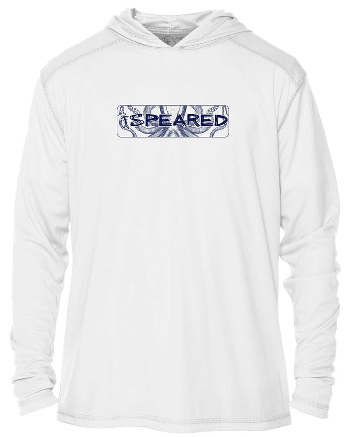 Kraken Spearfishing: UV UPF 50+ Sun Protection Hoodie: White - Front