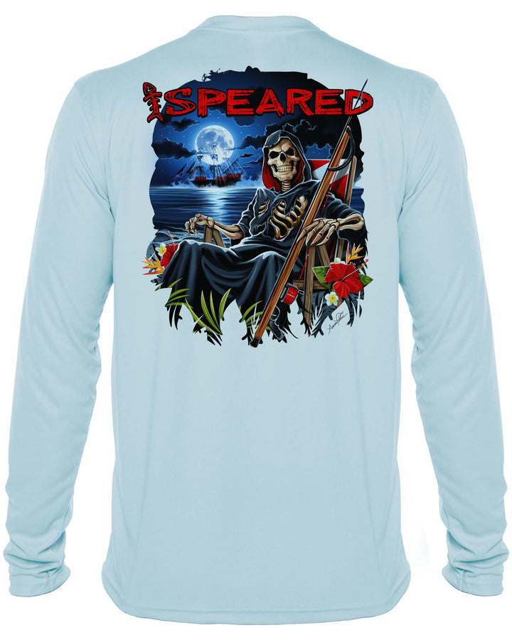 Spearfishing Reaper: UV UPF 50+ Protection Shirt: Lt. Blue - Back