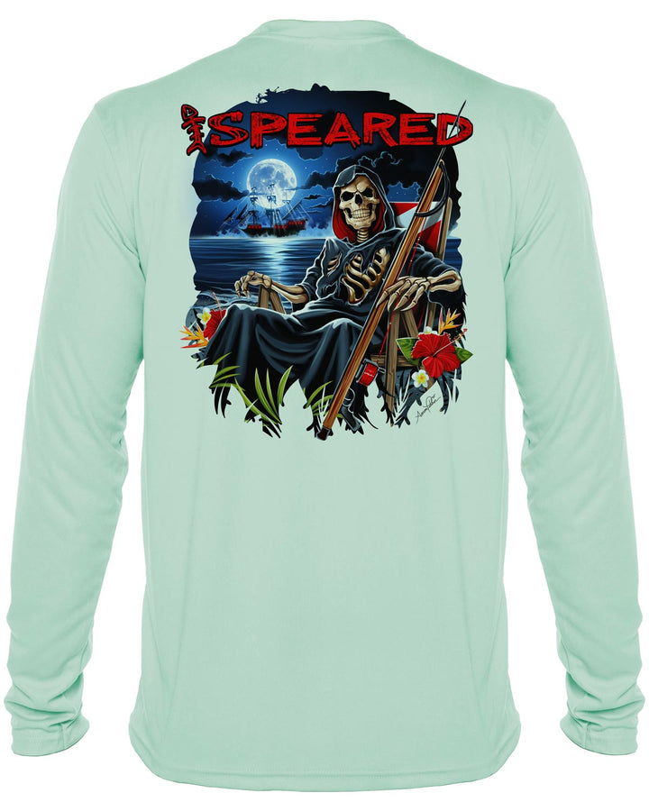 Spearfishing Reaper: UV UPF 50+ Protection Shirt: Seagreen - Back