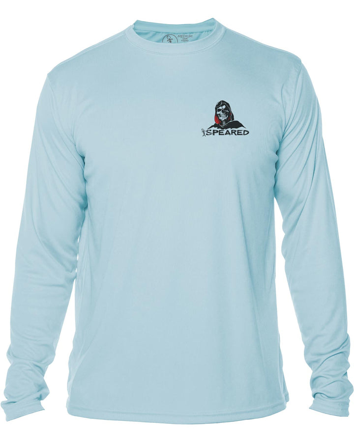 Spearfishing Reaper: UV UPF 50+ Protection Shirt: Lt Blue - Front