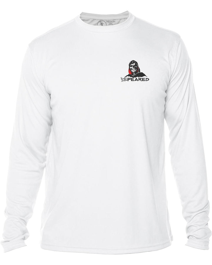 Spearfishing Reaper: UV UPF 50+ Protection Shirt:  White - Front