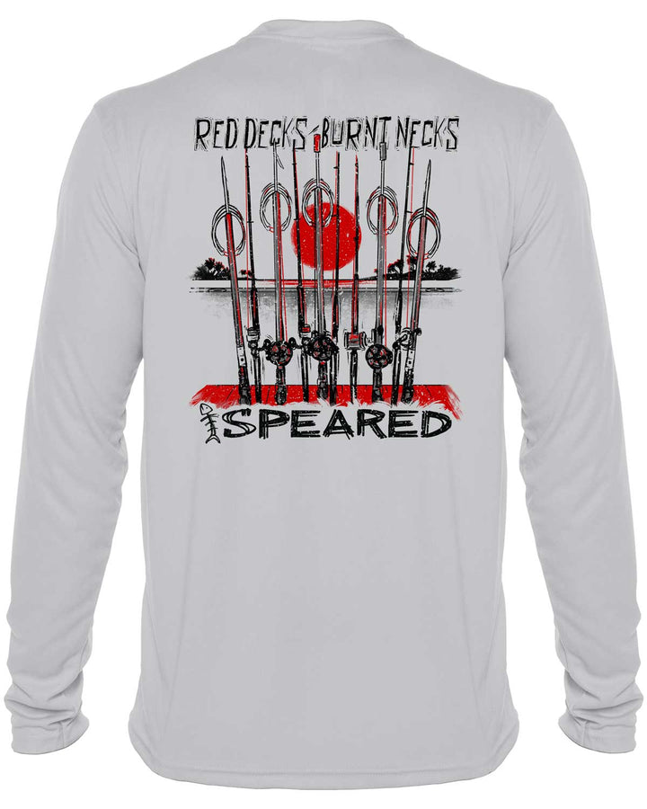 Red Decks Burnt Necks: Spearfishing: UV UPF 50+ Sun Protection Shirt Down: Gray - Back