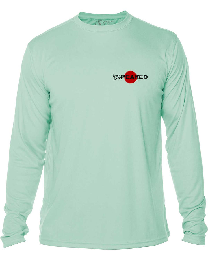 Red Decks Burnt Necks: Spearfishing: UV UPF 50+ Sun Protection Shirt: Seagreen - Front
