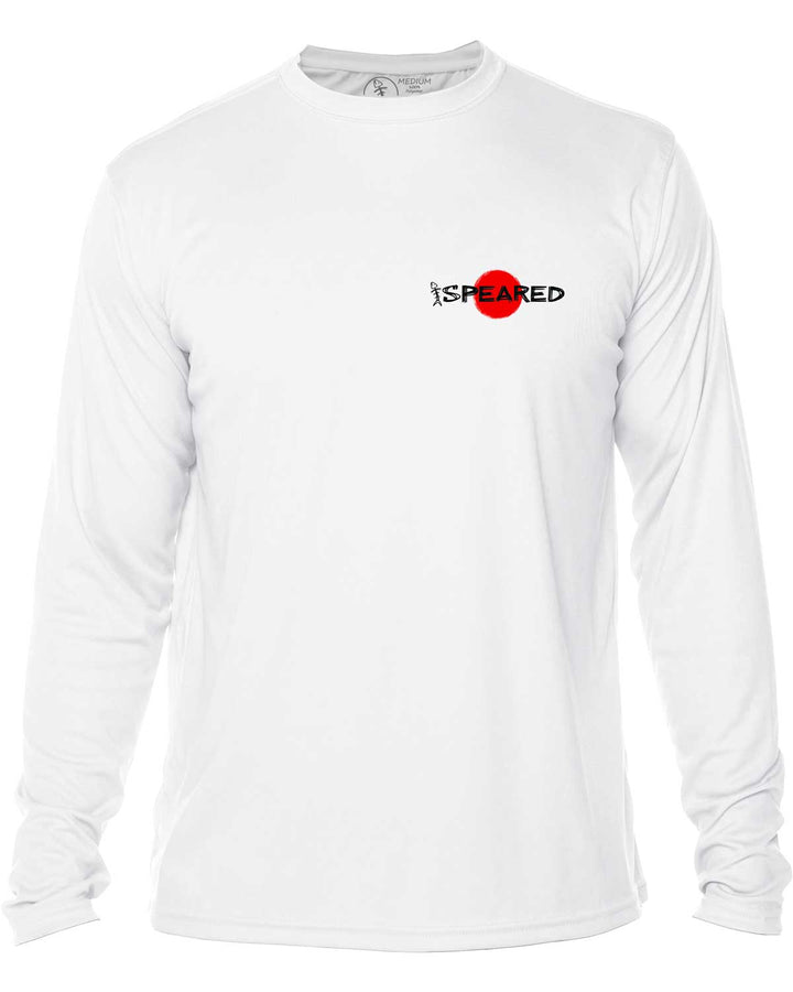 Red Decks Burnt Necks: Spearfishing: UV UPF 50+ Sun Protection Shirt:  White - Front