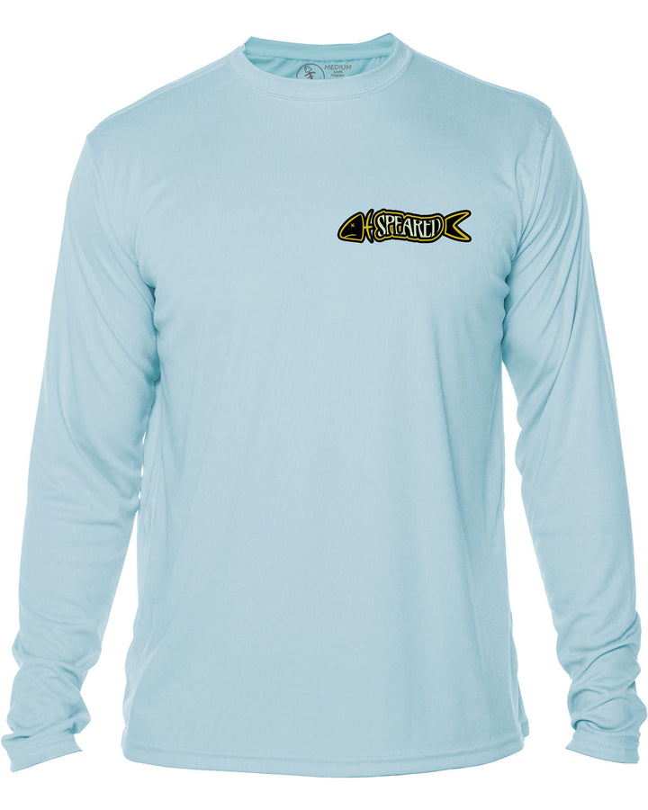 Sardine Spearos: UV UPF 50+ Sun Protection Rashguard Shirt: Lt. Blue - Front