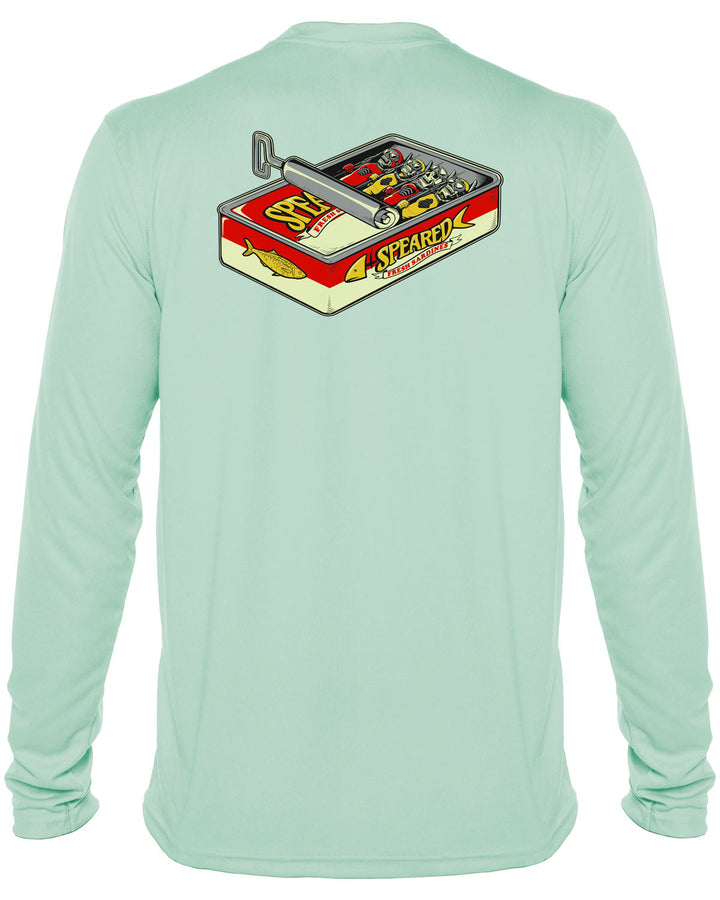 Sardine Spearos: UV UPF 50+ Sun Protection Rashguard Shirt: Seagreen - Back