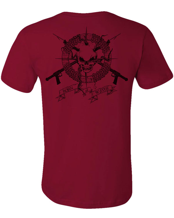 Spearfishing Shirt: Skull & Spearguns - Cardinal -Back