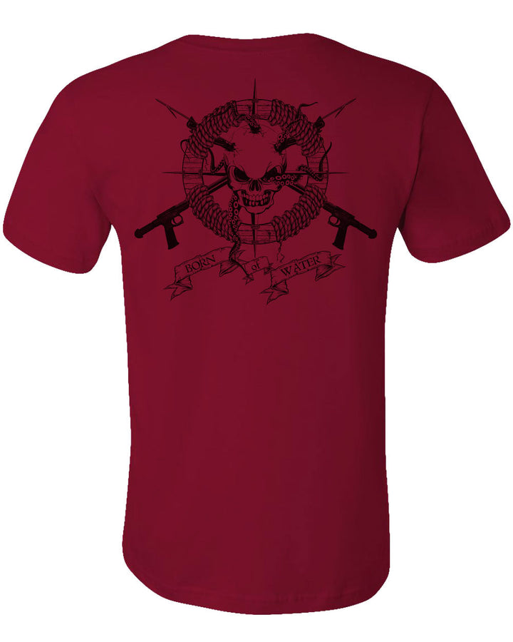 Spearfishing Shirt: Skull & Spearguns - Cardinal -Back
