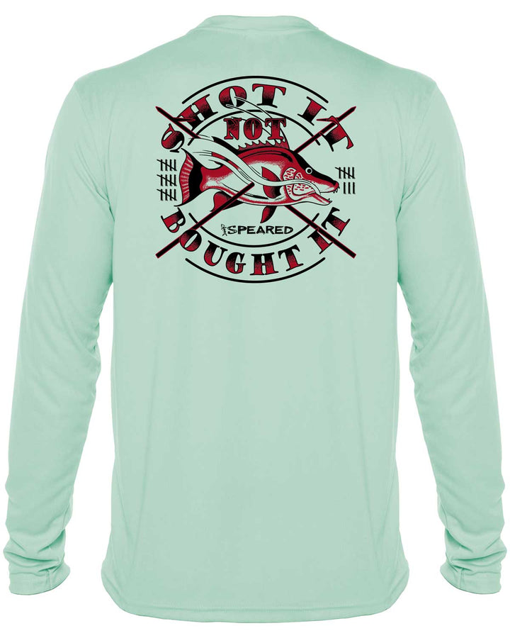 Hogfish: Shot It Not Bought It: UV UPF 50+ Sun Protection Shirt Down: Seagreen - Back