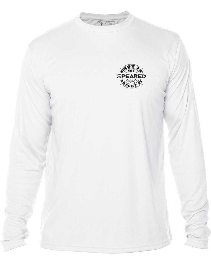 Hogfish: Shot It Not Bought It: UV UPF 50+ Sun Protection Shirt: White - Front