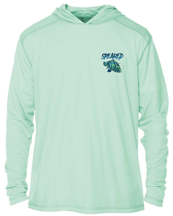 Zombie Grouper Spearfishing: UV UPF 50+ Sun Protection Hoodie: Seagreen - Front