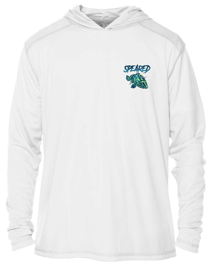 Zombie Grouper Spearfishing: UV UPF 50+ Sun Protection Hoodie:  White - Front