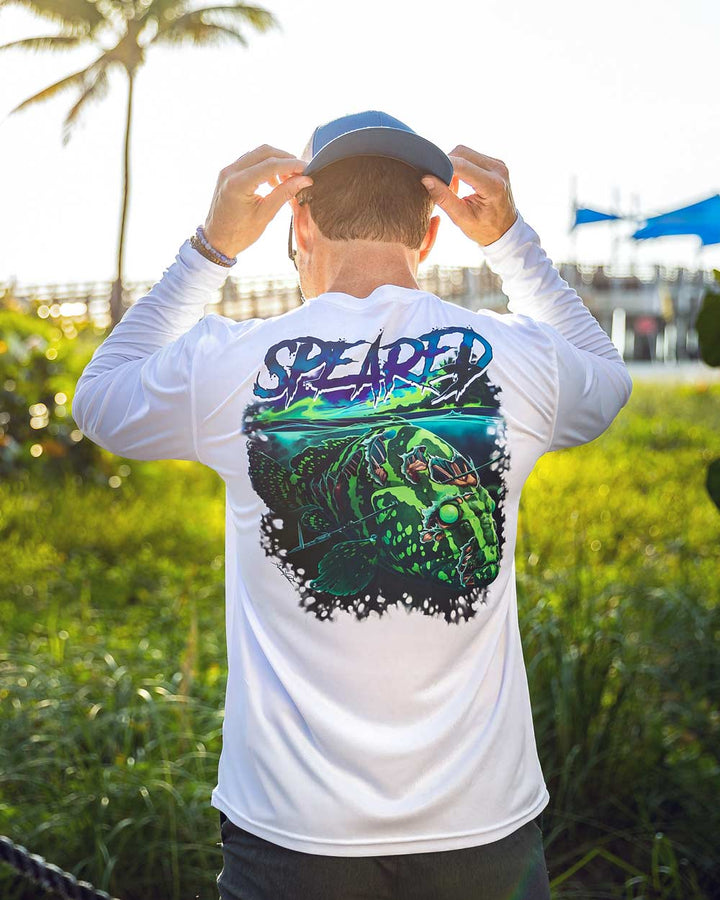 Spearfishing - Zombie Grouper UV Shirt - White - Beach