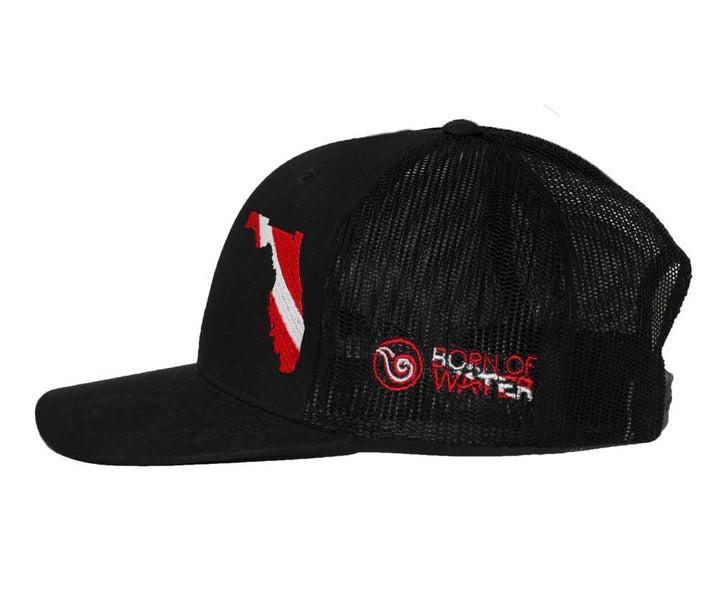 Florida Scuba Diver Down Flag Trucker Hat: Side
