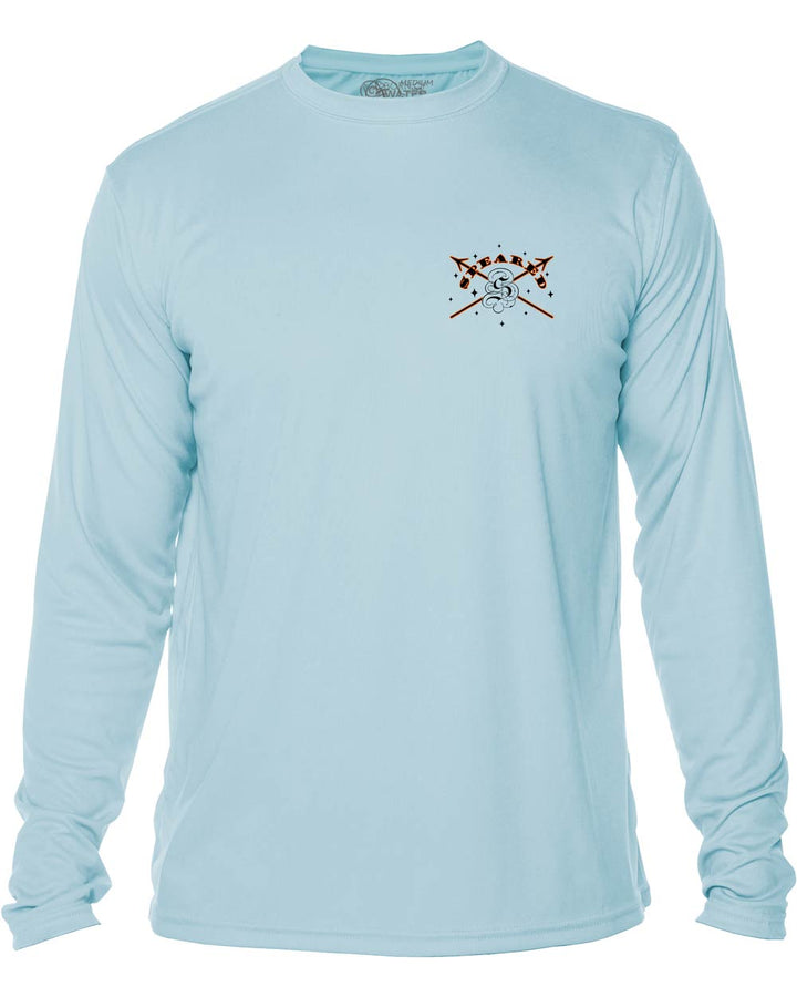 Tako Octopus Spearfishing: UV UPF 50+ Protection Shirt: Lt Blue - Front