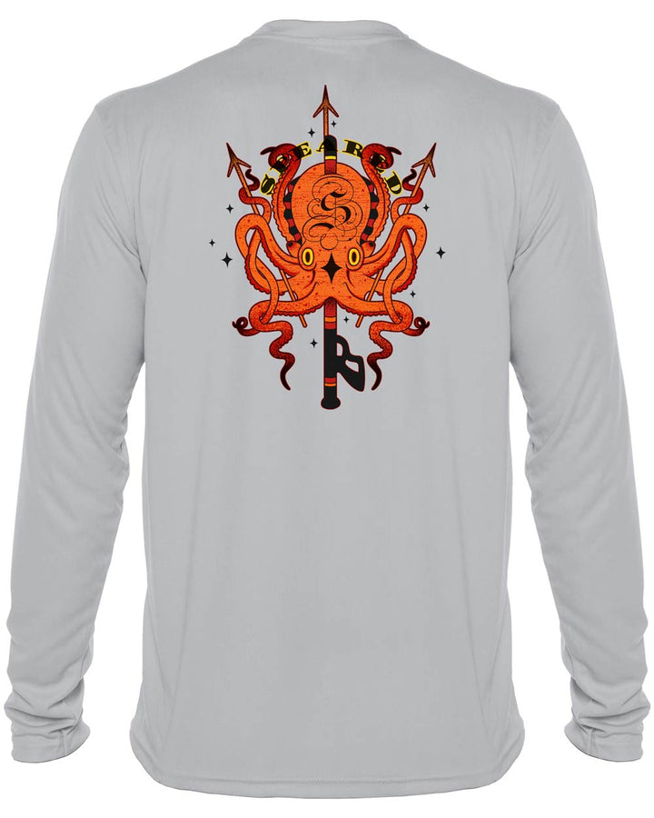 Tako Octopus Spearfishing: UV UPF 50+ Protection Shirt: Gray - Back