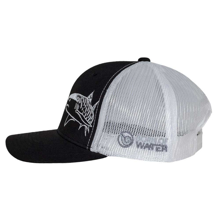 Tiger Shark Scuba Diving Trucker Hat - Black/White - Side