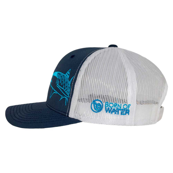 Tiger Shark Scuba Diving Trucker Hat - Navy/White - Side