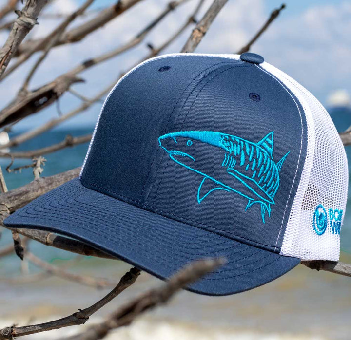 Tiger Shark Scuba Diving Trucker Hat - Navy/White - Beach