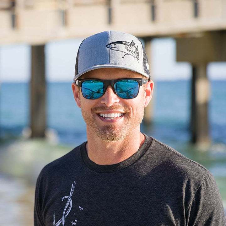 Tiger Shark Scuba Diving Trucker Hat - Gray/Black/Black - Dock Lifestyle