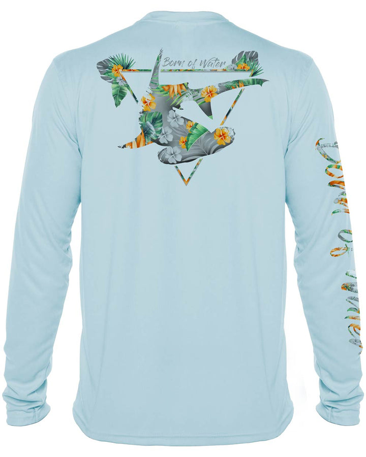Tropical Hammerhead Shark Scuba Diving UV UPF 50+ Protection Shirt: Lt. Blue - Back