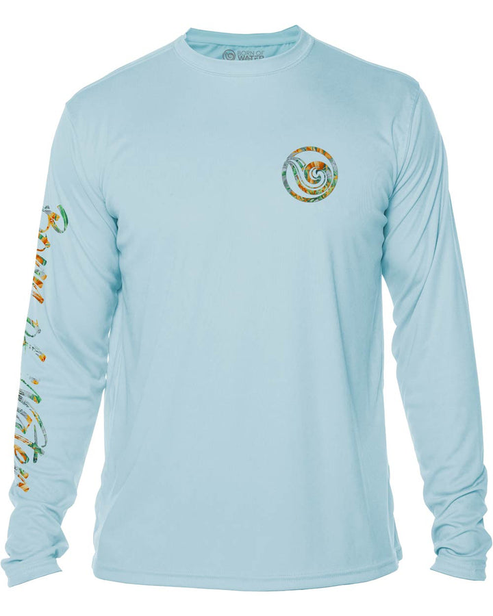 Tropical Hammerhead Shark Scuba Diving UV UPF 50+ Protection Shirt: Lt Blue - Front