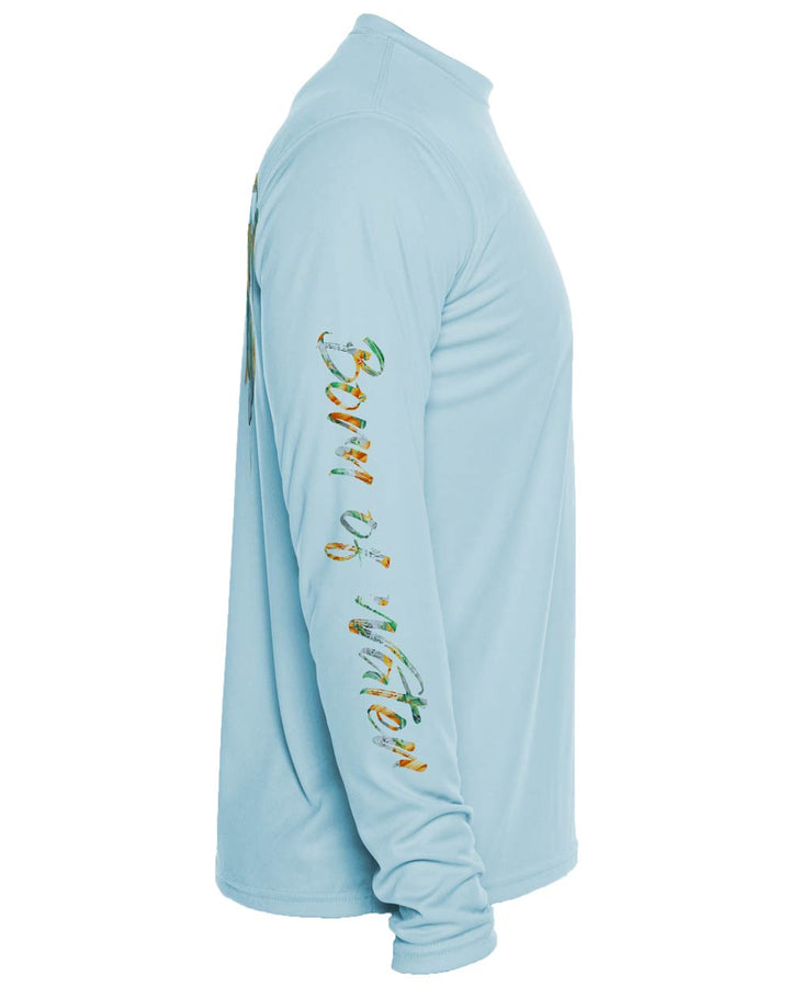 Tropical Hammerhead Shark Long Sleeve UV UPF 50+ Protection T-Shirt: Lt. Blue - Side