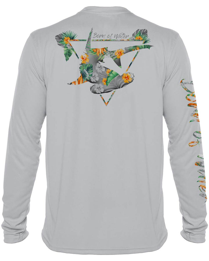 Tropical Hammerhead Shark Scuba Diving UV UPF 50+ Protection Shirt: Gray - Back