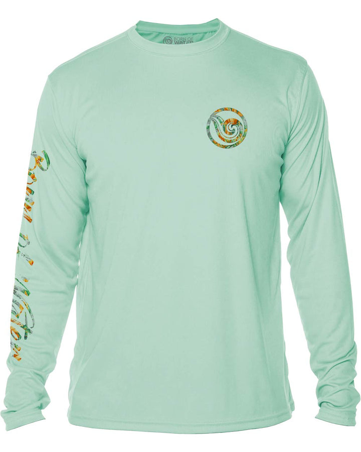 Tropical Hammerhead Shark Scuba Diving UV UPF 50+ Protection Shirt: Seagreen - Front