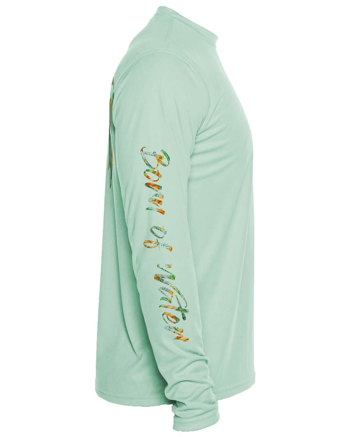 Tropical Hammerhead Shark Long Sleeve UV UPF 50+ Protection T-Shirt: Seagreen - Side