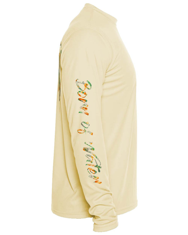 Tropical Hammerhead Shark Long Sleeve UV UPF 50+ Protection T-Shirt: Yellow - Side