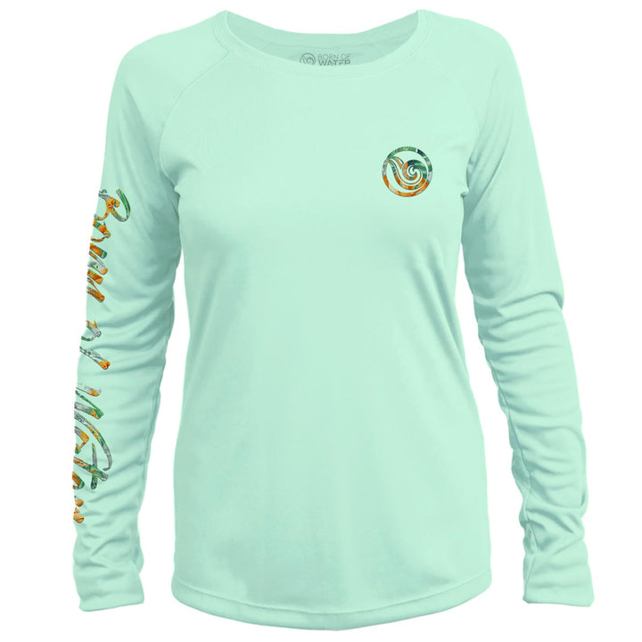 Women's Tropical Hammerhead Shark Scuba Diving UV UPF 50+ Performance Shirt: Seagreen - Front