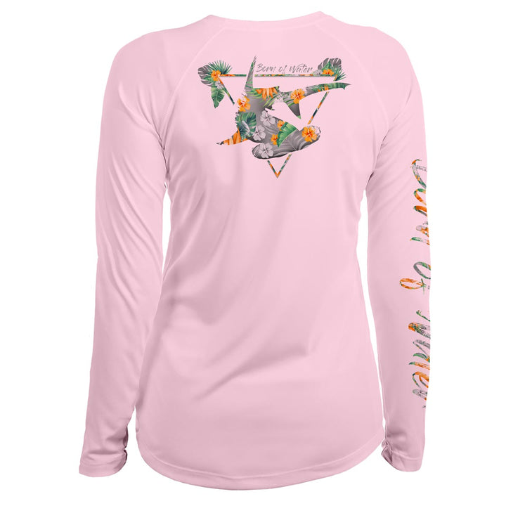 Women's Tropical Hammerhead Shark Scuba Diving UV UPF 50+ Performance Shirt: Pink - Back