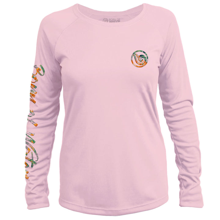 Women's Tropical Hammerhead Shark Scuba Diving UV UPF 50+ Performance Shirt:  Pink - Front