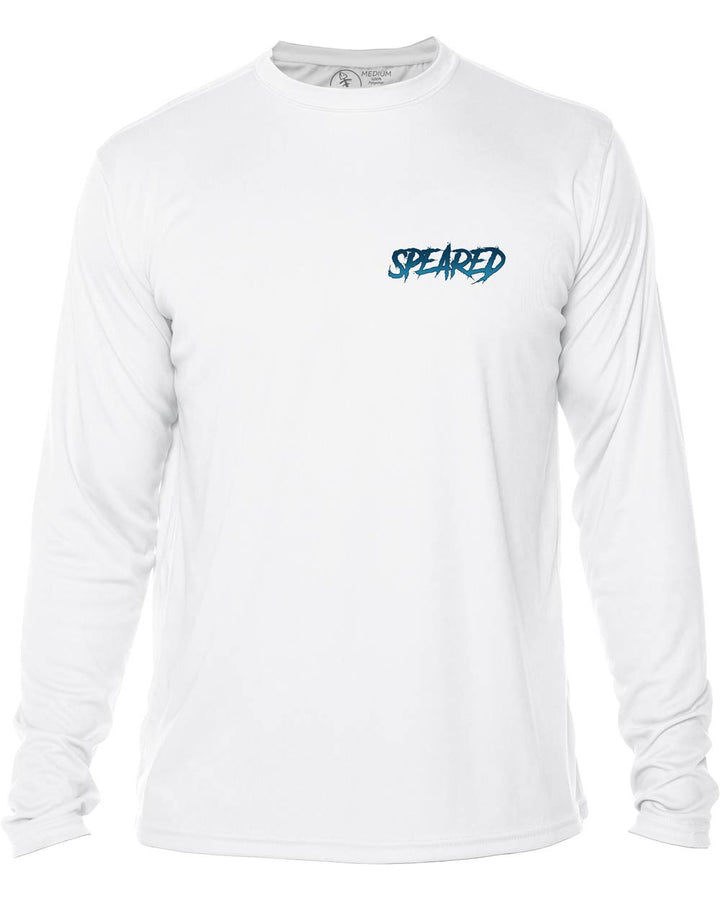 Zombie Grouper Spearfishing: UV UPF 50+ Protection Shirt:  White - Front