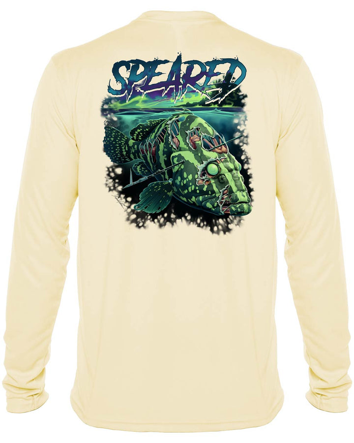 Zombie Grouper Spearfishing: UV UPF 50+ Protection Shirt: Yellow - Back